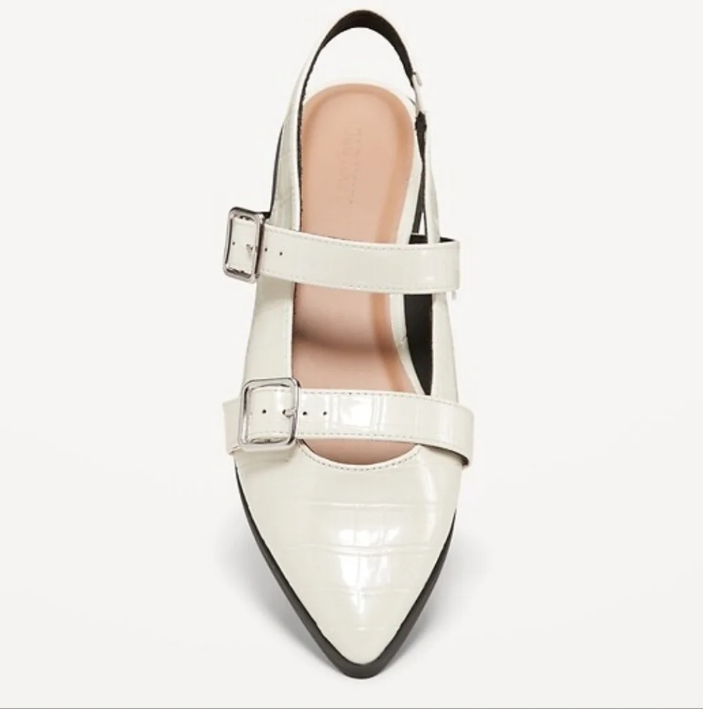 Old Navy White Crocodile Slingback Flats Size 8